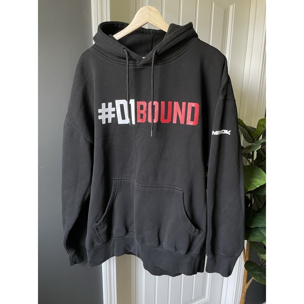 Phenom Elite D1 Bound Hoodie Mens Black Red Spellout Pullover Size XL